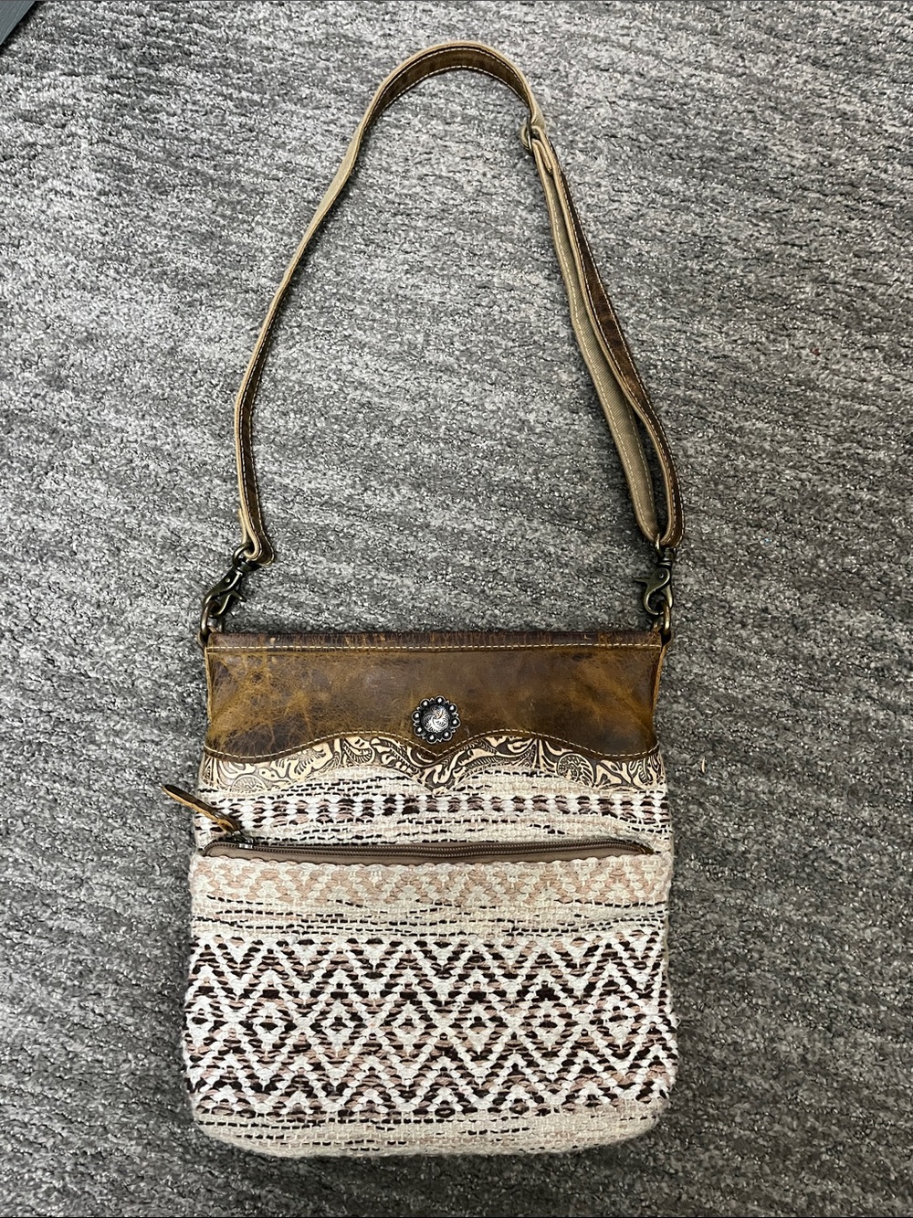 Myra Bag Brown and Cream Boho Crossbody